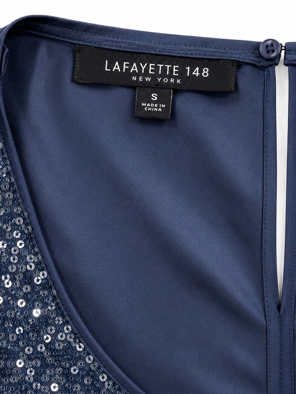 NEW Lafayette 148 New York Navy Sequin Sleeveless Blouse - Picture 3 of 5